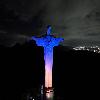 Cristo Iluminado Em Azul E Laranja